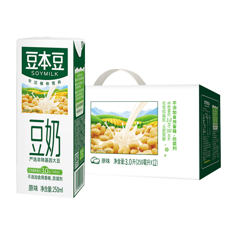 8月产豆本豆原味豆奶250ml12盒